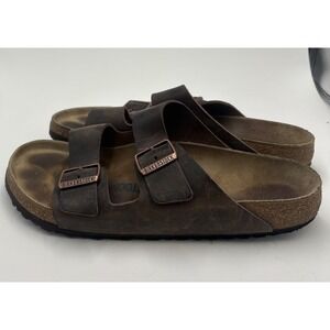 Birkenstock Mens Oiled Leather Arizona Slides Sandals Brown 11